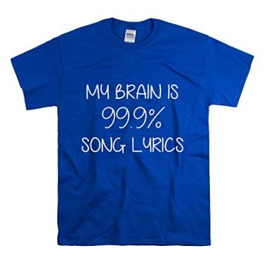 Imagem de Camiseta Hilarious My Brain Is 99,9% Letra da música musical amante da música teatro cantores pop camiseta unissex de algodão pesado, Royal, XXG