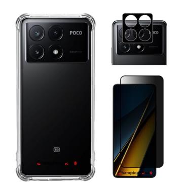 Imagem de COMBO Película Privacidade 3D + Capa Anti-Impacto + Pelicula Câmera para Poco X6 Pro 5G - (Tela 6.67) - Champions Rox