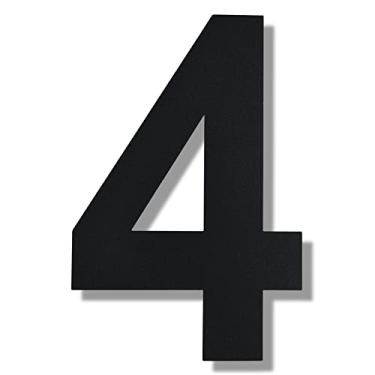 Imagem de BetLight Número de casa grande moderno - Número de endereço residencial flutuante de aço inoxidável de 30,5 cm de altura para exterior/preto/número 4