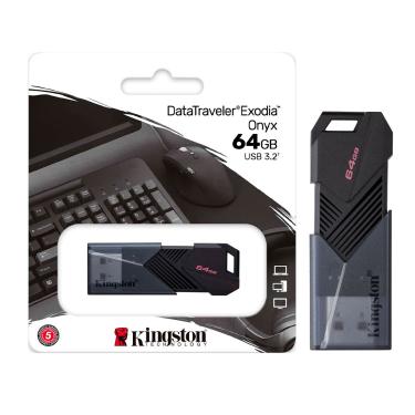 Imagem de Pendrive 64GB Kingston DataTraveler Exodia Onyx, USB 3.2 - DTXON/64GB