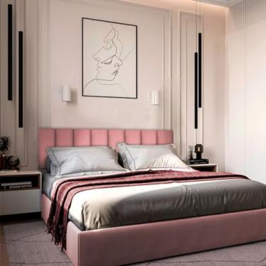 Imagem de Cabeceiras Estofada Modular Cama Solteiro Painel 1,00mX45cm Módulos Adesivos (Rosa)