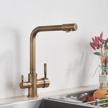 Imagem de Torneira cromada de água pura com rotação 360, multifuncional, filtro de cozinha, purificação, alça dupla, torneiras misturadoras frias, antiga