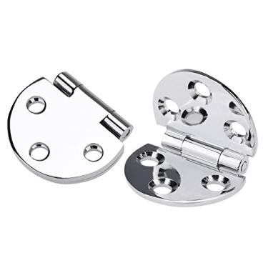 Imagem de Dobradiças de Borda Redonda, 2 Peças, Dobradiças Superiores Dobráveis ​​de 180 Graus Com Parafusos, Dobradiças de Cobre Antigas para Mesa Dobrável de Máquina de Costura de Mesa