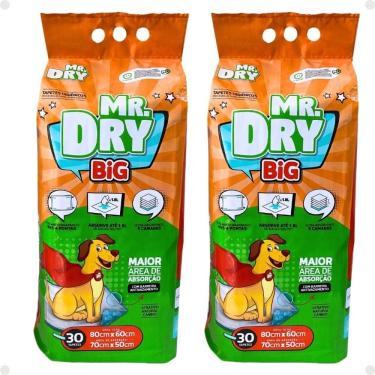 Imagem de Kit Mr. Dry Big: 2 Tapetes Higiênicos 80x60cm Com 30 Unidades