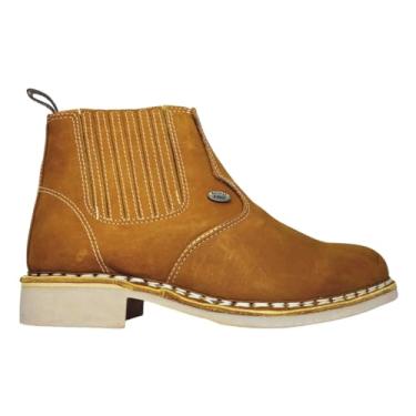 Imagem de Botina Masculina Rústica Com Elásticos Laterais F1000 Vira Francesa Nobuck Solado Látex 070 Castor