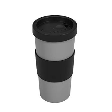 Imagem de Copo com Tampa Nutri 8,6 x 8,6 x 16,2 cm - Cinza e Preto - cód. 13271