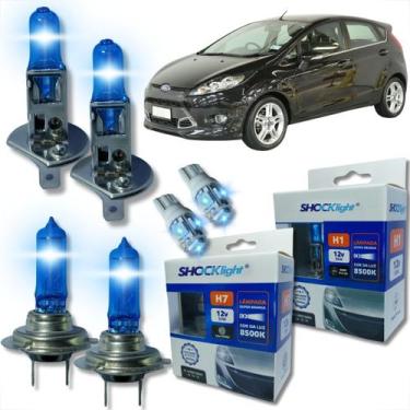 Imagem de Kit lâmpada shocklight super branca farol alto baixo e lanterna h1 h7 