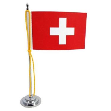 Imagem de Mini Bandeira de Mesa da Suiça15 cm Poliéster - SP Bandeiras 