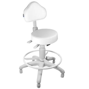 Imagem de Cadeira Mocho Branco Ergonômico Base Cinza Caixa Com Aro Com Sapata - 