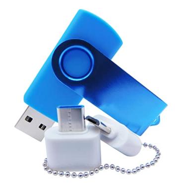 Imagem de Pen Drives USB de capacidade mini de 128 MB com pen drive com OTG e adaptador tipo-C/USB C (azul)