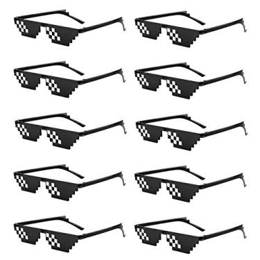 Imagem de 10 Pack Thug Life Party Sunglasses 8 Bit Pixelated Tiny Mosaic Gamer MLG Photo Props Glasses for Adults Teens