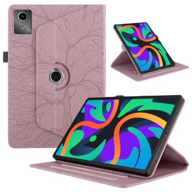 Imagem de Capa giratória para Lenovo Tab M11 / Tab K11 LTE 11 polegadas 2024 (TB330FU) couro PU rotação de 360° capa multi-ângulo leve suporte giratório com suporte de caneta - ouro rosa