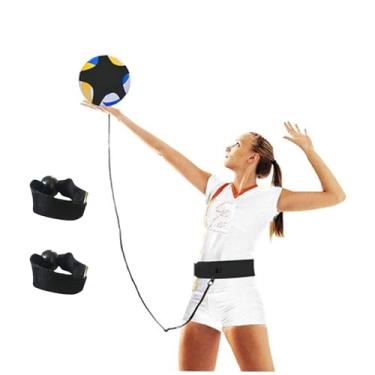 Imagem de Haploon Kit de treinamento de vôlei, kit de treinamento de vôlei solo elástico com cinto de cintura ajustável bolsa de mão para praticar servir, spiking, kit de alça de cintura de treinamento de vôlei