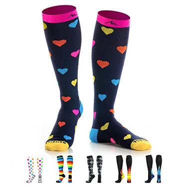 Imagem de Meias de compressão Newzill US Olympic Fencer recomendado para homens e mulheres 20-30 mmHg, Heart, Large