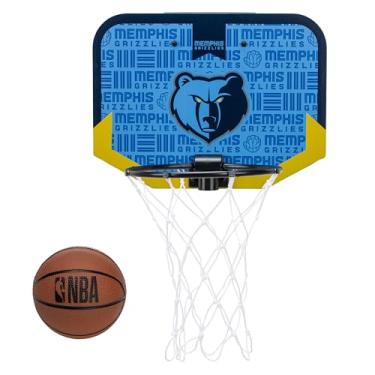 Imagem de Franklin Sports Cesta de basquete NBA Memphis Grizzlies Mini Over The Door - Mini argola infantil com bola - Brinquedo para fãs da NBA para quarto + escritório - Conjunto sobre a porta