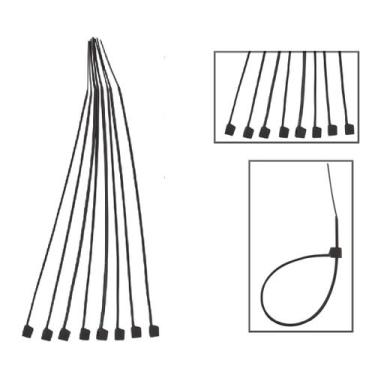 Imagem de Abraçadeira Nylon 2,5x150mm C/100 Pcs Fios Cabos - EDA, Preto