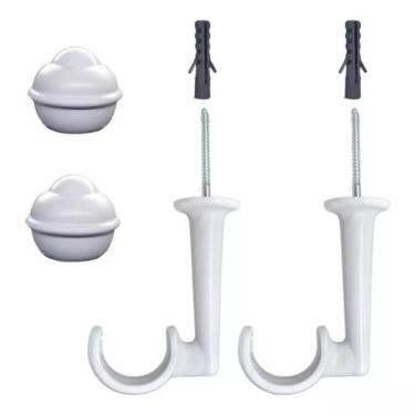 Imagem de Kit 2 Suporte De Teto Para Cortina E Ponteiras P/ Varão 28mm - Nathali