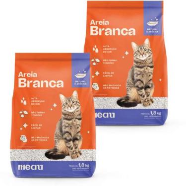 Imagem de Areia Sanitária Branca Meau Grãos Minerais para Gatos - 3,6 Kg (2 unidades de 1,8kg)