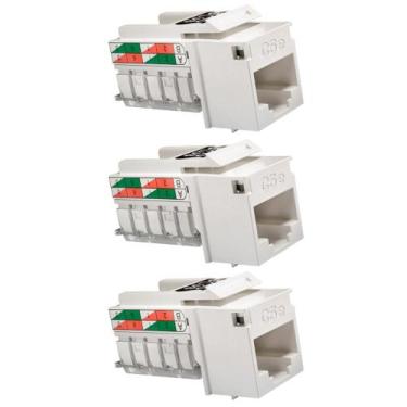 Imagem de Kit Conector Sohoplus Cat5e Rj45 Fêmea Branco 3 Unidades