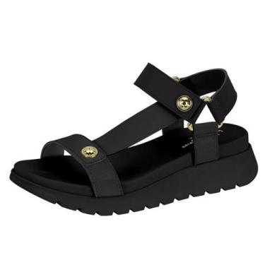 Imagem de Sandália Feminina Anabela Média Conforto Papete Modare, Preto, 36