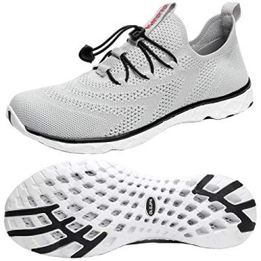 Imagem de DLGJPA Sapatos aquáticos femininos leves de secagem rápida Aqua Sapatos esportivos para caminhada, Cinza claro, 9