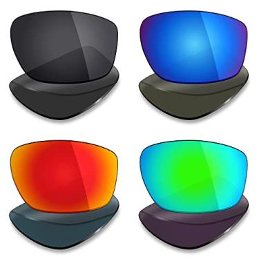 Imagem de Mryok 4 pares de lentes polarizadas de substituição para óculos de sol Smith Forge - preto furtivo/vermelho fogo/azul gelo/verde esmeralda