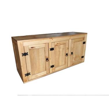 Imagem de Armário Aéreo Rústico 3 Portas -  Tamanho (120cm) - Madeira Maciça - M