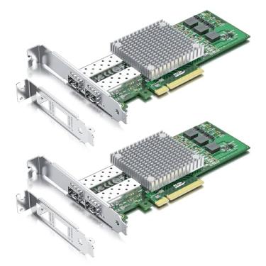 Imagem de 10Gtek Placa de rede PCI-E NIC de 10 GB, com chipset Broadcom BCM57810S, porta dupla SFP+, adaptador LAN PCI Express Ethernet compatível com Windows Server/Windows/Linux/VMware, pacote com 2