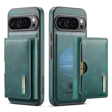 Imagem de Capa de couro magnética removível 2 em 1 para Google Pixel 9 Pro XL, carteira com bloqueio de RFID com 6 compartimentos para cartão, compatível com carregamento sem fio, capa protetora à prova de