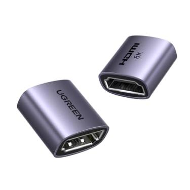 Imagem de UGREEN Pacote de 2 acopladores HDMI, adaptador HDMI fêmea para fêmea de 8K @ 60 Hz Conector HDMI 2.1 3D 4K @ 240 Hz Extender compatível com HDTV Roku Stick Chromecast Cabo HDMI para laptop PC