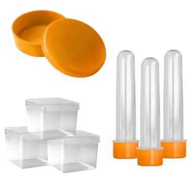 Imagem de Lembrancinha Kit Com 20 Tubetes 13cm, 20 Latinhas e 20 Caixinhas 5x5. Festa Kit Aniversario (Laranja)