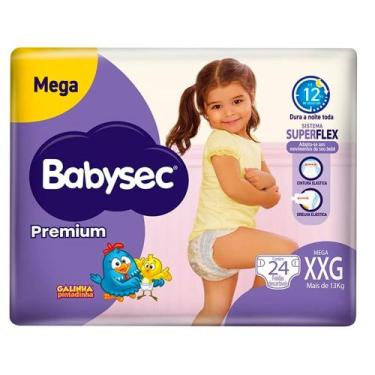 Imagem de Fralda Descartável Babysec Premium Mega XXG Com 24 Unidades, XXG, 24