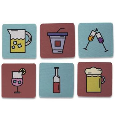 Imagem de Kit 6 Porta Copos - Tipos de Bebidas - Geek Vip