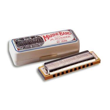 Imagem de Gaita hohner marine band 1896 em a (la) harmonica com case