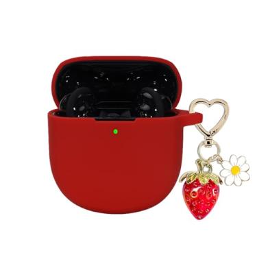 Imagem de AGAOSH Para Bose QuietComfort Earbuds II 2022/Nova capa QuietComfort Ultra 2023 com chaveiro fofo de morango, capa protetora de silicone macio para Bose QC ii 2 capa de carregamento vermelha
