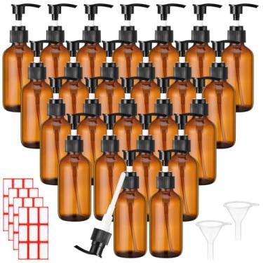 Imagem de Tanlade Dispensador de garrafa de vidro com 24 peças, garrafas de viagem de 118 ml, recipientes de vidro recarregáveis para artigos de higiene pessoal, loção de sabonete líquido, xampu, óleos