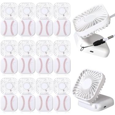 Imagem de Retisee 12 peças de colar portátil de leque de beisebol, portátil, ventiladores, a granel, 360°, dobrável, pessoal, pequeno, mini circulação de ar de 3 velocidades, recarregável por USB, para