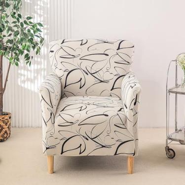 Imagem de Capas de cadeira Wingback estampadas com braços, protetores elásticos macios, protetor de móveis fácil de instalar para escritório e casa - Tipo 01||Tamanho regular