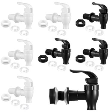 Imagem de Honoson 8 conjuntos de torneira refrigeradora de substituição livre de BPA jarro de garrafa de água, conjunto de torneira dispensadora, torneira reutilizável, torneira de água, alavanca de bebida