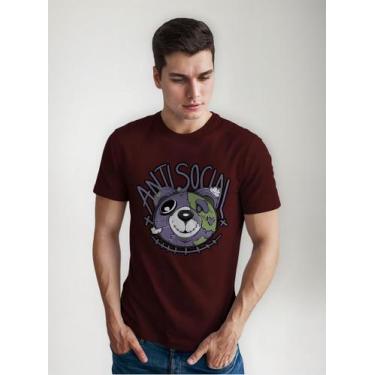 Imagem de Camiseta Masculina Manga Curta Em Algodão Anti Social - mistermah, Bor
