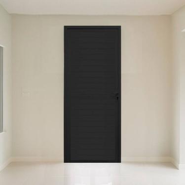 Imagem de Porta Lambri Direita 1 Folha 80x215cm Fábrica do Alumínio Preto