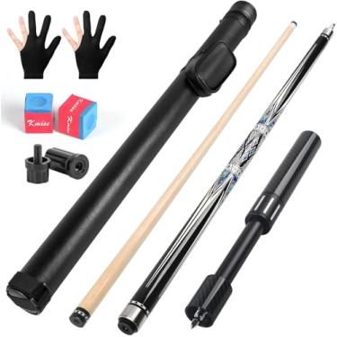 Imagem de Kmise Taça de sinuca de 540 g com taco de extensão de fibra telescópica, conjunto de tacos de bilhar profissional de bordo canadense feito à mão com estojo de couro para tacos de piscina, giz de