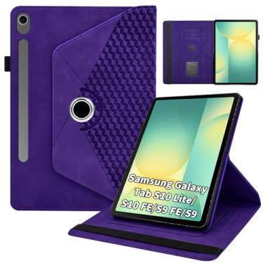 Imagem de Kitzomi Capa rotativa para Samsung Tab S10 Lite /S10 Fe/S9 Fe 10,9 polegadas/S9 Tab 360° com suporte de visualização multiangular, capa protetora de couro PU para despertar/hibernar automaticamente