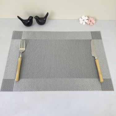 Imagem de Kit 4 Pçs Lugar Jogo Americano Retangular Supla De Mesa Posta Sousplat Descanso De Prato (Cinza)