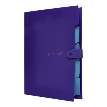 Imagem de Pasta Sanfonada Organizadora 5 Divisórias Semanal Polibras, Lilas Neon