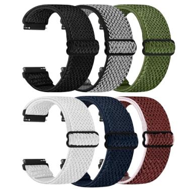 Imagem de Pacote com 6 pulseiras esportivas de lona para Garmin Venu 3 de 45 mm/Forerunner 265/255/Vivoactive 4/Venu 2-22 mm, pulseira respirável de secagem rápida com fecho seguro