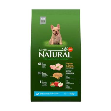 Imagem de Ração Guabi Natural para Cães Filhotes de Raças Pequenas sabor Frango & Arroz Integral 20 kg