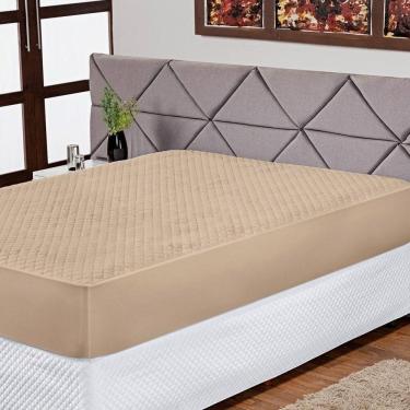 Imagem de Protetor De Colchão Casal Impermeável Micromatelado Cáqui