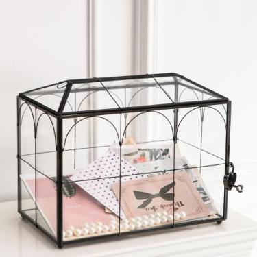 Imagem de Caixa de cartão Giadun Wedding Black Glass com fechadura 26x15x20cm