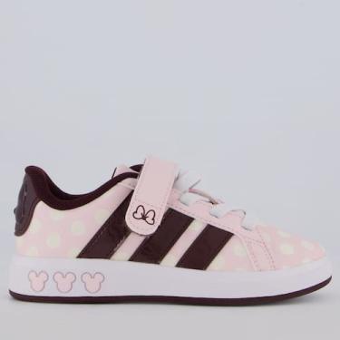 Imagem de Tênis Adidas Court Minnie Juvenil Rosa e Bordô, 28